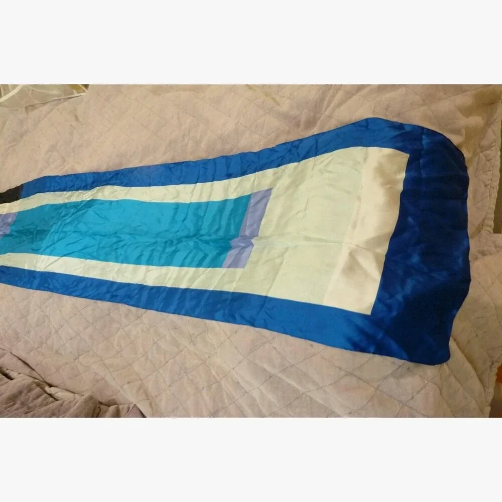 Long rectangle Navy Royal Blue Gray White  Color Block Mod Scarf 13